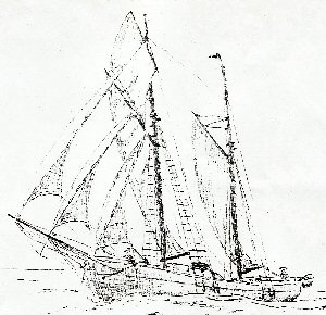 Teckning av Celly för fulla segel